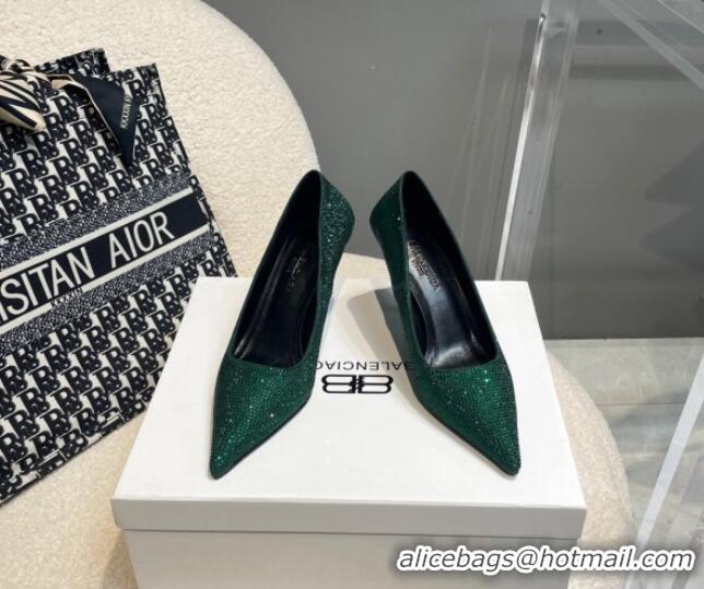 Discount Balenciaga x Gucci Knife Crystal High Heel Pumps 8.5cm Green 081312