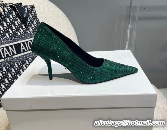 Discount Balenciaga x Gucci Knife Crystal High Heel Pumps 8.5cm Green 081312