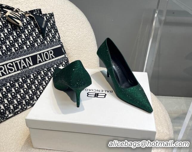 Discount Balenciaga x Gucci Knife Crystal High Heel Pumps 8.5cm Green 081312