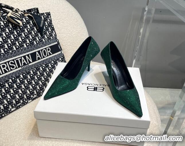 Discount Balenciaga x Gucci Knife Crystal High Heel Pumps 8.5cm Green 081312