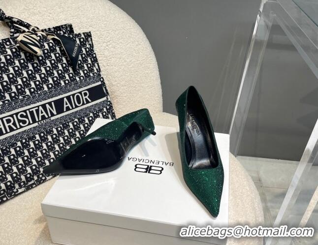 Discount Balenciaga x Gucci Knife Crystal High Heel Pumps 8.5cm Green 081312