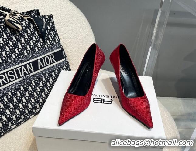 Sumptuous Balenciaga x Gucci Knife Crystal High Heel Pumps 8.5cm Red 081314