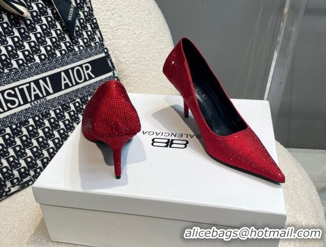 Sumptuous Balenciaga x Gucci Knife Crystal High Heel Pumps 8.5cm Red 081314