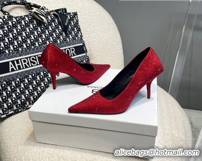 Sumptuous Balenciaga x Gucci Knife Crystal High Heel Pumps 8.5cm Red 081314