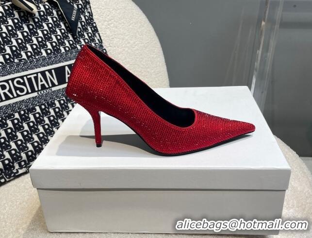 Sumptuous Balenciaga x Gucci Knife Crystal High Heel Pumps 8.5cm Red 081314