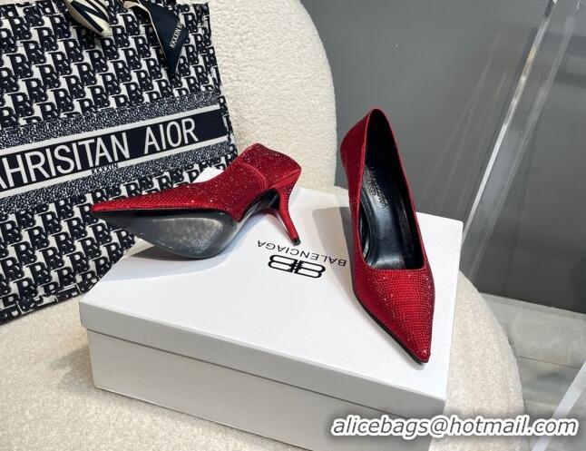 Sumptuous Balenciaga x Gucci Knife Crystal High Heel Pumps 8.5cm Red 081314