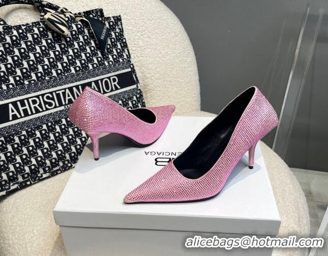 Good Quality Balenciaga x Gucci Knife Crystal High Heel Pumps 8.5cm Light Pink 081315