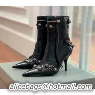 Duplicate Balenciaga Cagole Ankle Boots 9cm in Crinkle Shiny Leather Black 0831120