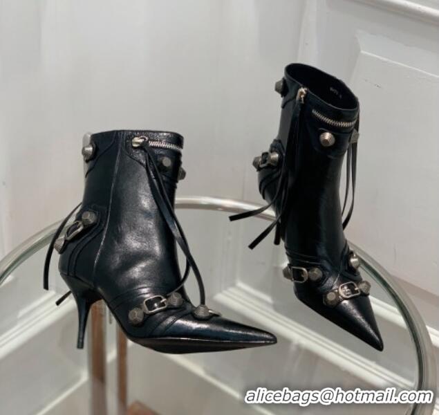 Duplicate Balenciaga Cagole Ankle Boots 9cm in Crinkle Shiny Leather Black 0831120