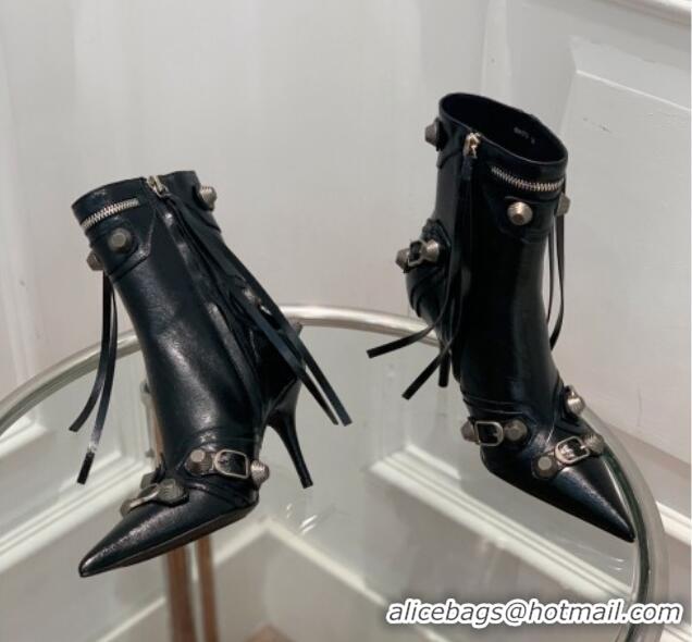 Duplicate Balenciaga Cagole Ankle Boots 9cm in Crinkle Shiny Leather Black 0831120