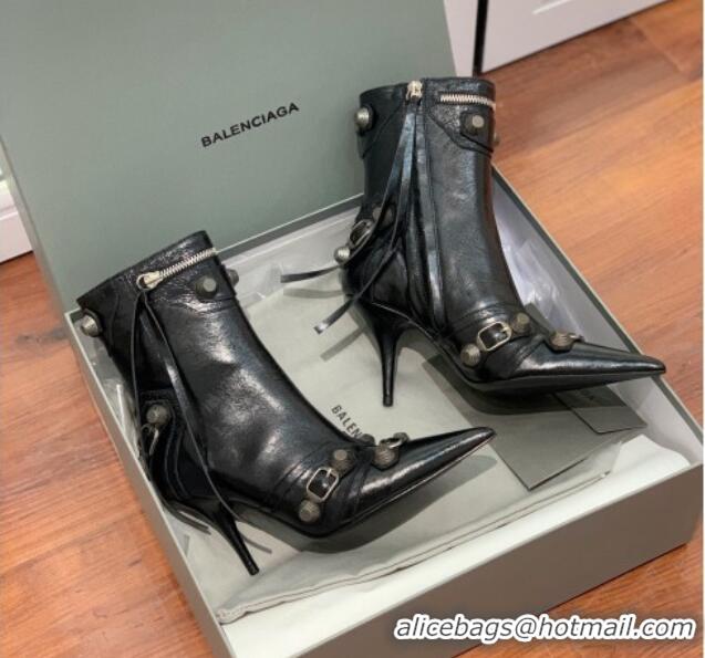 Duplicate Balenciaga Cagole Ankle Boots 9cm in Crinkle Shiny Leather Black 0831120