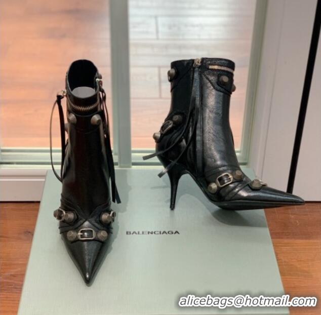 Duplicate Balenciaga Cagole Ankle Boots 9cm in Crinkle Shiny Leather Black 0831120