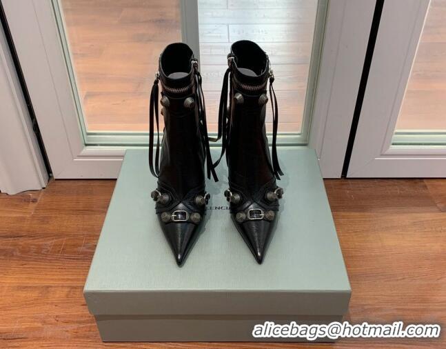 Duplicate Balenciaga Cagole Ankle Boots 9cm in Crinkle Shiny Leather Black 0831120