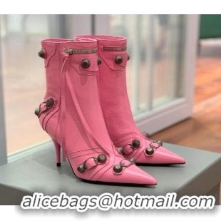 Best Price Balenciaga Cagole Ankle Boots 9cm in Crinkle Shiny Leather Pink 0831122