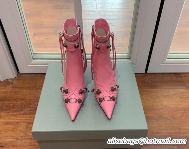 Best Price Balenciaga Cagole Ankle Boots 9cm in Crinkle Shiny Leather Pink 0831122