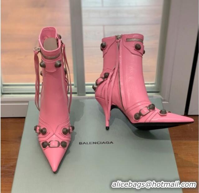 Best Price Balenciaga Cagole Ankle Boots 9cm in Crinkle Shiny Leather Pink 0831122