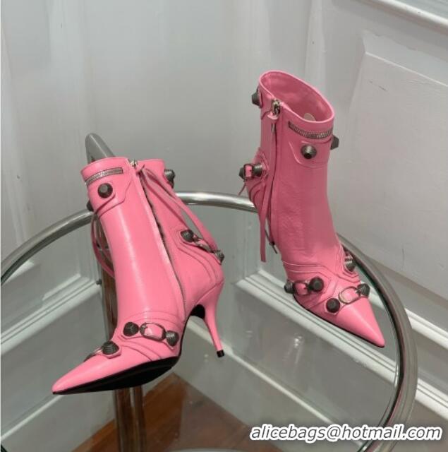 Best Price Balenciaga Cagole Ankle Boots 9cm in Crinkle Shiny Leather Pink 0831122