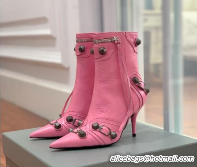 Best Price Balenciaga Cagole Ankle Boots 9cm in Crinkle Shiny Leather Pink 0831122