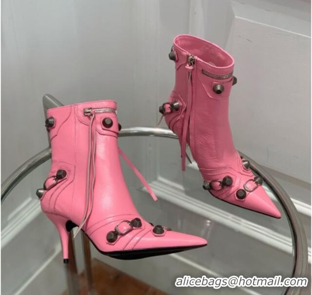 Best Price Balenciaga Cagole Ankle Boots 9cm in Crinkle Shiny Leather Pink 0831122