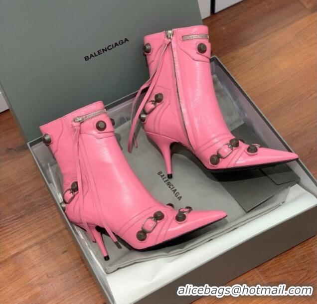 Best Price Balenciaga Cagole Ankle Boots 9cm in Crinkle Shiny Leather Pink 0831122