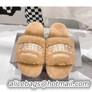 Top Grade Balenciaga Paris Flat Slide Sandals Beige 831126