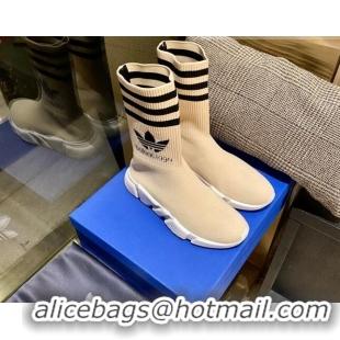 Grade Quality Balenciaga x Adidas Speed 1.0 Knit Boots Beige 090709