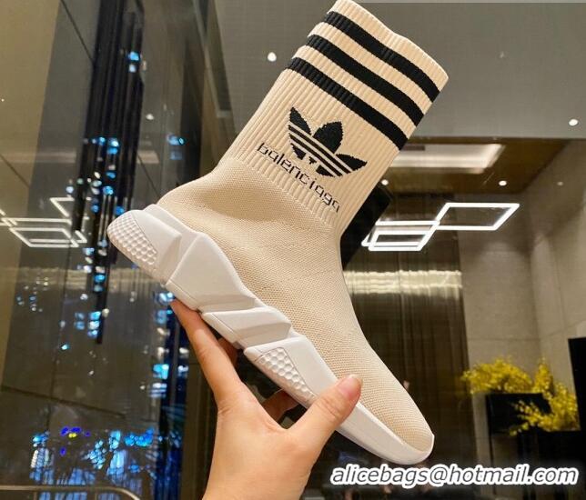 Grade Quality Balenciaga x Adidas Speed 1.0 Knit Boots Beige 090709