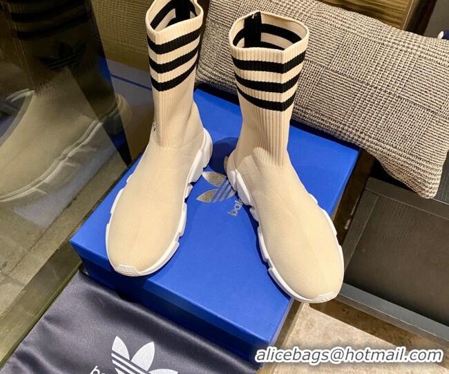 Grade Quality Balenciaga x Adidas Speed 1.0 Knit Boots Beige 090709