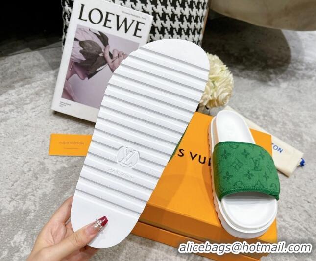 Lower Price Louis Vuitton Pool Pillow Comfort Slide Sandals in Monogram Denim Green 052366