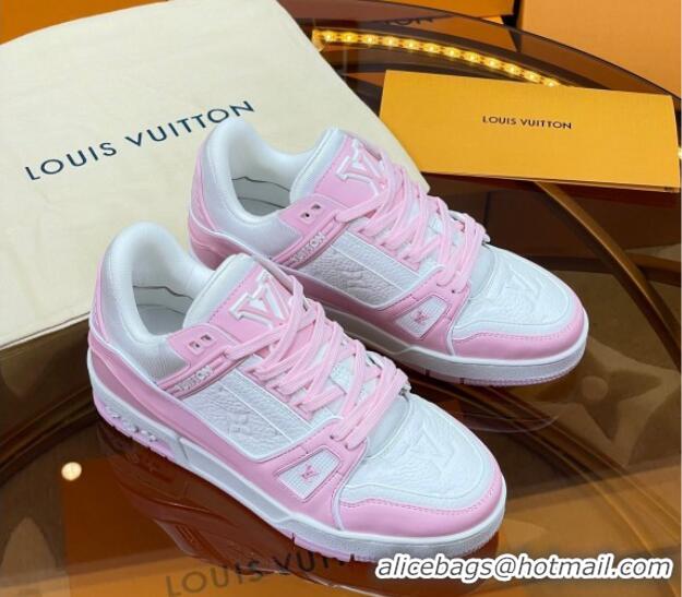 Best Product Louis Vuitton LV Trainer Sneakers White/Light Pink 052376