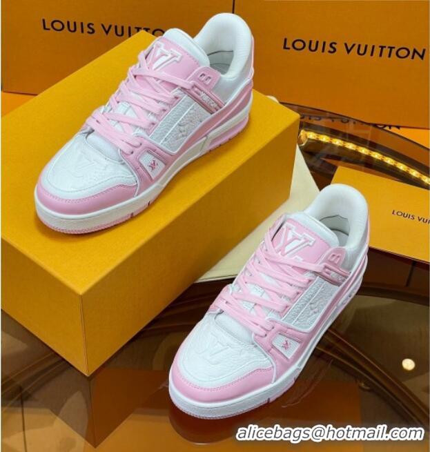 Best Product Louis Vuitton LV Trainer Sneakers White/Light Pink 052376