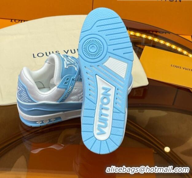 Top Grade Louis Vuitton LV Trainer Sneakers White/Light Blue 052377