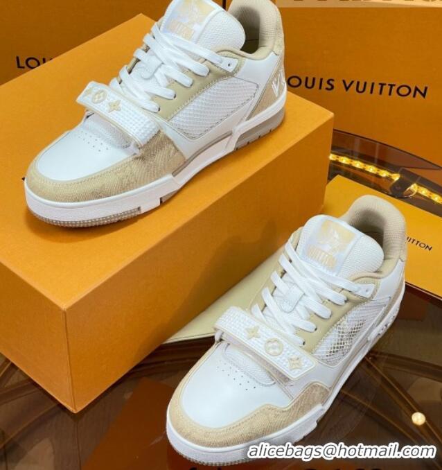 Pretty Style Louis Vuitton LV Trainer Sneakers with Velcro Strap White/Beige 052379