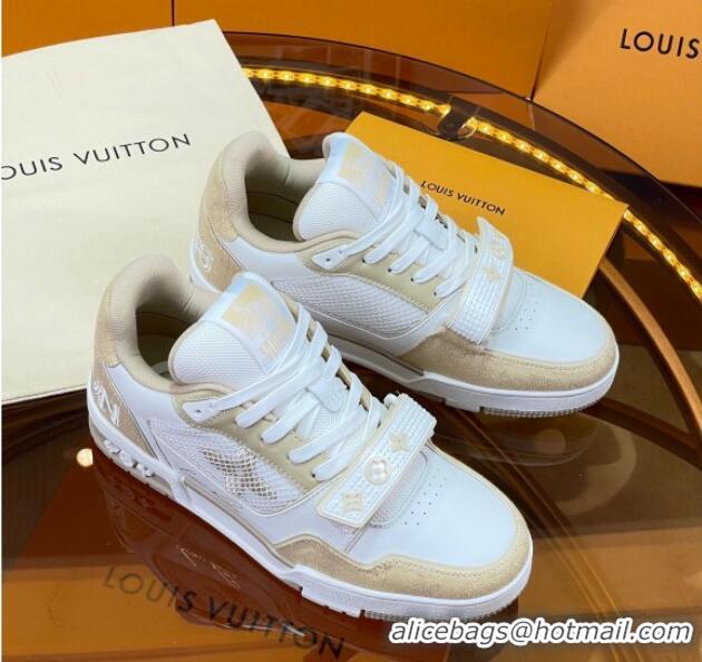 Pretty Style Louis Vuitton LV Trainer Sneakers with Velcro Strap White/Beige 052379