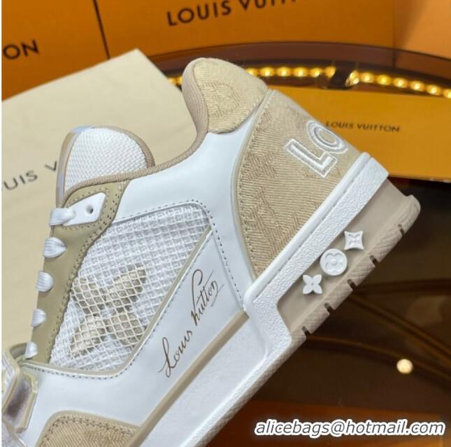 Pretty Style Louis Vuitton LV Trainer Sneakers with Velcro Strap White/Beige 052379