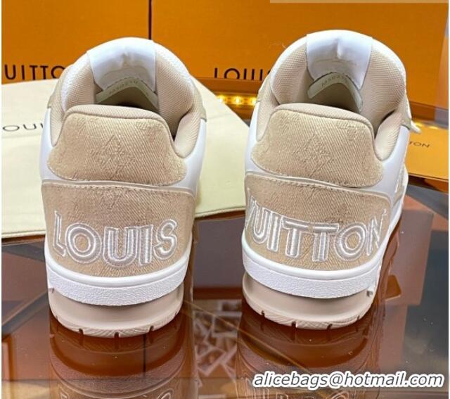 Pretty Style Louis Vuitton LV Trainer Sneakers with Velcro Strap White/Beige 052379