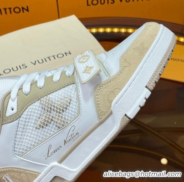 Pretty Style Louis Vuitton LV Trainer Sneakers with Velcro Strap White/Beige 052379