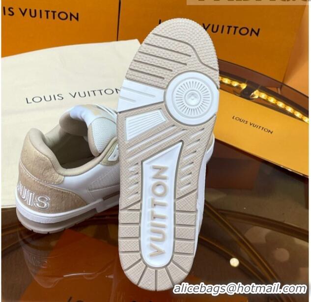 Pretty Style Louis Vuitton LV Trainer Sneakers with Velcro Strap White/Beige 052379