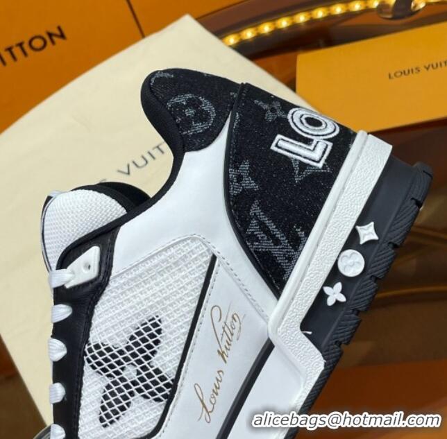 Good Quality Louis Vuitton LV Trainer Sneakers with Velcro Strap White/Black 052382