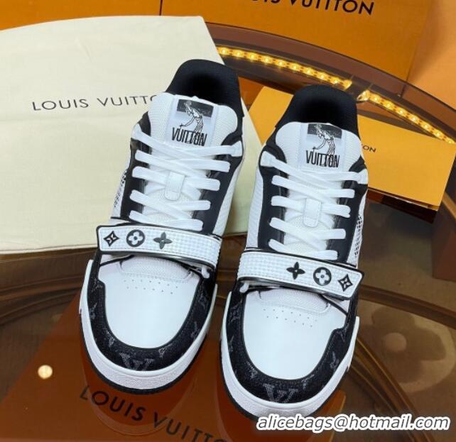 Good Quality Louis Vuitton LV Trainer Sneakers with Velcro Strap White/Black 052382