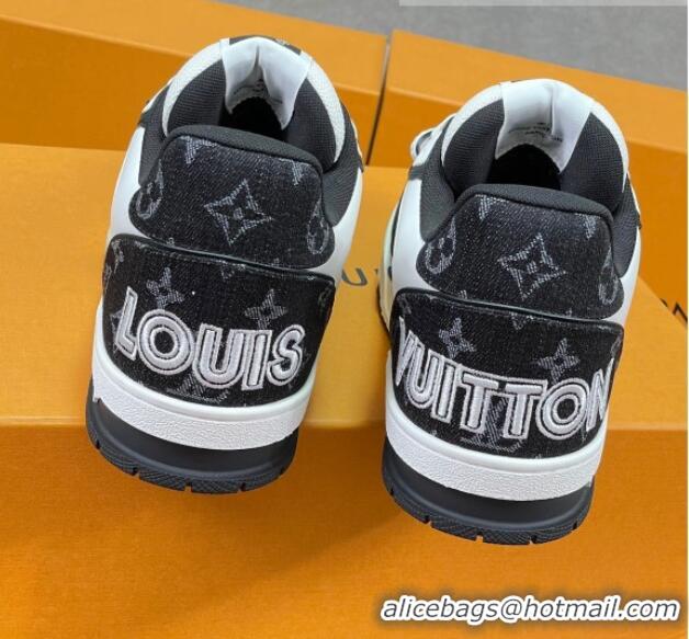 Good Quality Louis Vuitton LV Trainer Sneakers with Velcro Strap White/Black 052382