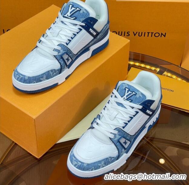 Classic Specials Louis Vuitton LV Trainer Sneakers White/Denim Blue 052384