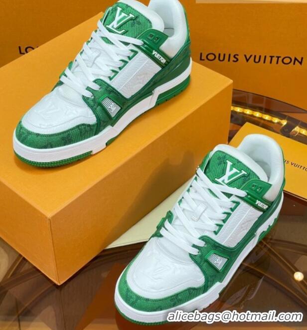 Best Price Louis Vuitton LV Trainer Sneakers White/Green 052385