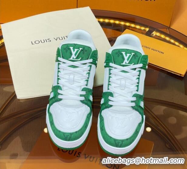 Best Price Louis Vuitton LV Trainer Sneakers White/Green 052385