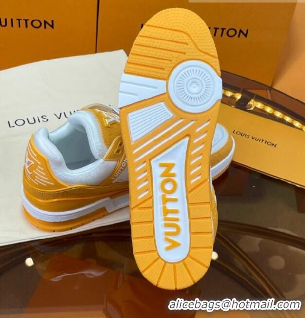 Low Cost Louis Vuitton LV Trainer Sneakers White/Yellow Denim 052386