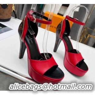 Shop Duplicate Louis Vuitton Afterglow Platform Sandals with Zip 11.5cm Red 052596