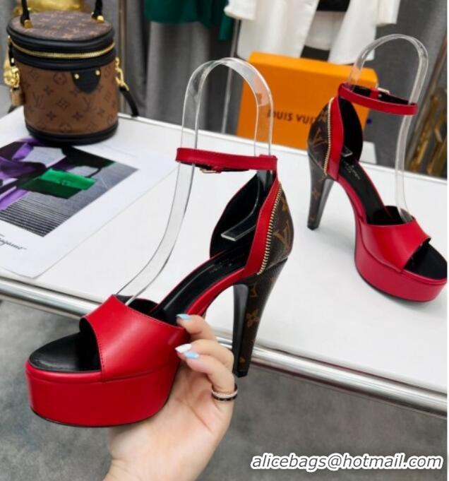 Shop Duplicate Louis Vuitton Afterglow Platform Sandals with Zip 11.5cm Red 052596