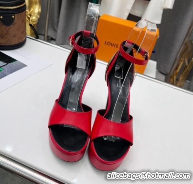 Shop Duplicate Louis Vuitton Afterglow Platform Sandals with Zip 11.5cm Red 052596