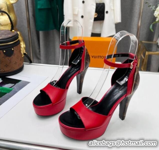 Shop Duplicate Louis Vuitton Afterglow Platform Sandals with Zip 11.5cm Red 052596