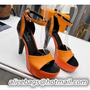 Popular Style Louis Vuitton Afterglow Platform Sandals with Zip 11.5cm Orange 052598